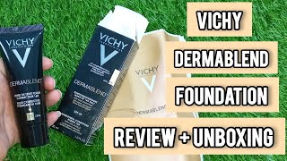 VICHY Dermablanded Foundation Review  Unboxing [upl. by Ioab256]