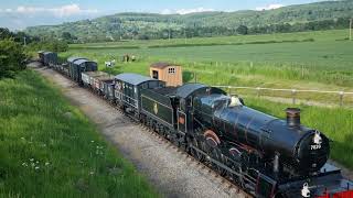 Dinmore Manor with goods train at Hayles Abbey Halt May 2024 [upl. by Anika]