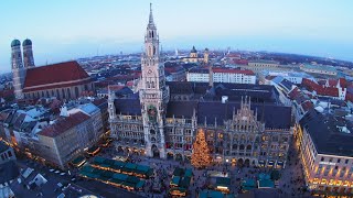 Munich Sunset over the Christmas Market  St Peters amp Rathaus [upl. by Aivato]