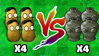 4 NUT IMITATOR vs 4 ZOMBIES VASES Who Will Win PVZ Hybrid Challenge [upl. by Enoitna]