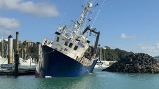 Fishing Vessel Runs Aground in Auckland Marina by Trending News [upl. by Dorsman]