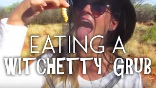 Eating a Witchetty Grub in The Outback of Australia [upl. by Nunciata]