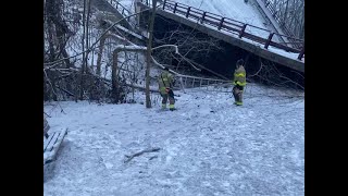 Fern Hollow Bridge collapses in Pittsburghs Frick Park [upl. by Ahsenak805]