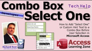 How to Add quotSelect Onequot or Custom Hint Text to a Combo Box Before User Selection in Microsoft Access [upl. by Goraud450]