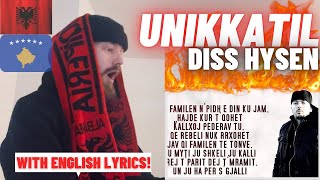 BEST DISS EVER 🇦🇱🇽🇰 Unikkatil  Diss Hysen HYPE UK 🇬🇧 REACTION [upl. by Hinch]