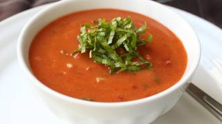 Gazpacho Recipe  Cold Tomato Cucumber Pepper Soup [upl. by Yeclehc]