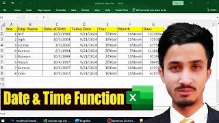 Date amp Time Functions in Excel  Calculate Age in Years Months and Days [upl. by Chloris]