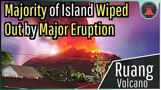 Majority of Island Wiped Out by Major Eruption Ruang Volcano Aftermath [upl. by Rapsac347]