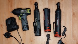 Sealey 108v Pulituo 12v Nanwei 12v 38 cordless ratchet 38 impact wrench work light torch [upl. by Randi]