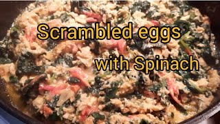 Scrambled eggs with Spinach for breakfastEasy healthy and deliciousTry it [upl. by Drofkcor]