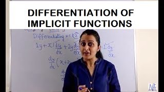 DIFFERENTIATION OF IMPLICIT FUNCTIONS CONTINUITY AND DIFFERENTIABILITY PART 3 CLASS XII 12th CBSE [upl. by Silvie]