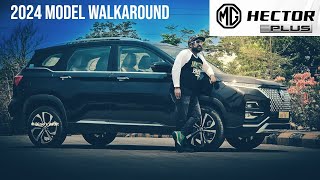 2024 MG Hector Plus Detailed Walkaround Review  Interior Exterior Walkthrough [upl. by Wolbrom]