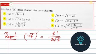 comment calculer la Dérivée Dune Fonction racine carrée [upl. by Gnanmos295]