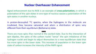 NMR4 MSC 304 Lecture 3 S Gazi Nuclear Overhauser Enhancement NOE [upl. by Arrol161]