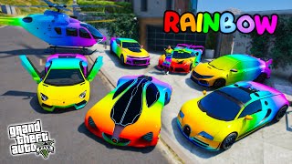 GTA 5  Stealing LUXURY RAINBOW CARS with Franklin Real Life Cars 19 [upl. by Krueger344]