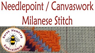 Milanese stitch in needlepoint  canvaswork embroidery  Needlepoint stitches tutorial [upl. by Sueahccaz]