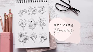 How To Draw Flowers  Florals Step By Step [upl. by Acissehc]