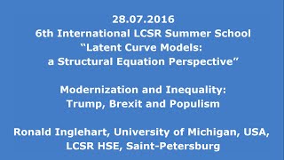 6th Summer School day 4 R Inglehart  Modernization and Inequality Trump Brexit and Populism [upl. by Cavuoto]