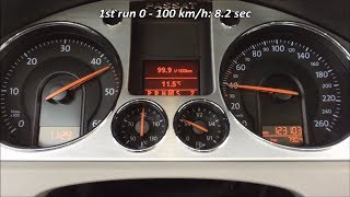 2006 VW Passat B6 20 TDI Stage 1 DSG Acceleration 0  180 kmh [upl. by Klockau]