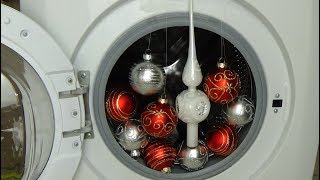 Test  experiment christmas balls in a washing machine  peak broken by centrifuge movie 68 [upl. by Pelletier213]