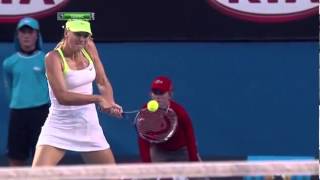 AO 2012 Sharapova Serve Return Backhand Winner [upl. by Dammahum]