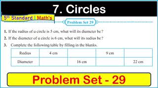 Problem set 29 Class 5th Maths Circles  Problem set 29  Circles  Chapter 7  5th standard  Maths [upl. by Nyret]