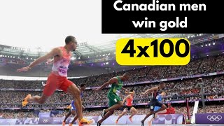 Canadian men win gold with shocking 4x100metre relay upset at 2024 Olympics [upl. by Eddie182]