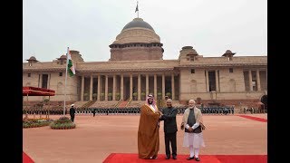 Ceremonial Reception of Mohammed Bin Salman Crown Prince of Saudi Arabia at Rashtrapati Bhavan [upl. by Tnemelc534]