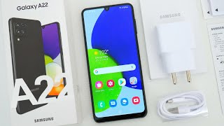 Samsung Galaxy A22 4GLTE Unboxing Hands On amp First Impressions [upl. by Oiramd]