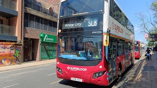 Superloop Bus Journey Route SL8 Uxbridge to White City Metroline MCV Evoseti VMH2592 LF19 FXT [upl. by Drahsar]