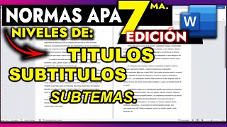 Títulos y Subtítulos con formato de Normas APA 7ma Edición en Word [upl. by Anirtal551]