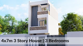 4x7 Meters 3 Story House Design  3 Bedrooms [upl. by Prescott]