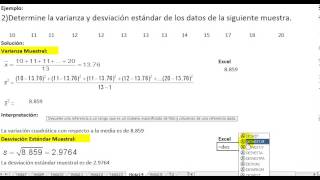 Excel desviacion estandar muestral para datos no agrupados [upl. by Eidnahs366]