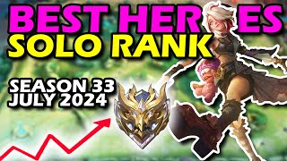 BEST HEROES IN MOBILE LEGENDS SEASON 33 JULY 2024  META HEROES FOR RANKING UP [upl. by Eusebio]