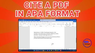 How to Cite a PDF in APA Format [upl. by Doscher]