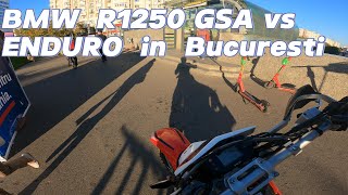 BMW R1250 GSA vs Enduro SWM in traficul din București [upl. by Namsaj]