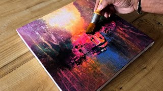 Abstract Painting  Using Various Tools  Acrylic Painting Technique  Step By Step [upl. by Anwat]