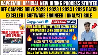 Capgemini Official Hiring Process Started  Exam Mail  20252022 Batch Complete Details Information [upl. by Eeram]