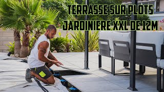 JARDIN ÉPISODE 2  Terrasse sur plots Jardinière XXL de 12m et banquette avec rangements [upl. by Nnaillek]