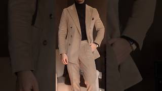 How To Style Mens Double Breasted Beige Suit [upl. by Anerak]