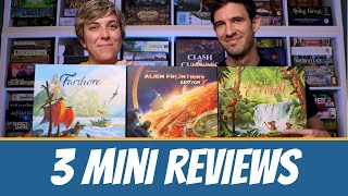 3 MINI REVIEWS  EVERDELL FARSHORE ALIEN FRONTIERS MY LIL EVERDELL  Board Game Perspective [upl. by Sadye]