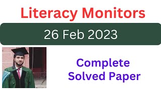 Literacy Monitor Paper held on 26 February 2023  Literacy Monitor Prepared  Ppsc Past paper [upl. by Eyar573]