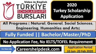 Turkey Burslari Scholarship 20202021BSMSPhDFully Funded Details amp Submission in English [upl. by Secunda229]