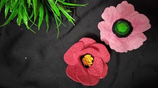 How to make felt hair flower barratte with glue gun  hair accessory [upl. by Ormsby650]