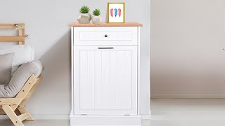 DLATRE Tilt Out Trash Cabinet Kitchen Trash Can Holder Recycling Cabinet Laundry Hamper Review Nice [upl. by Crisey]