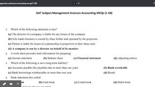 gatsubjectmanagementsciencesaccountingmcqs19 [upl. by Leiuqeze]