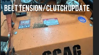 SCAG SFC30  Belt Slipping  Tightening the tension on deck belt  PLUS Clutch Update Talk Scag30 [upl. by Gibbon]