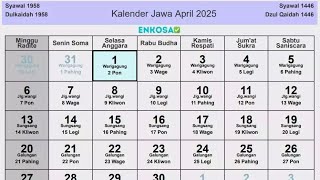 Kalender Jawa April 2025 Lengkap Hari Baik [upl. by Annyrb969]