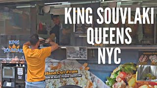 living in New York 2023 Street Food KING SOUVLAKI Astoria Queens experience 💯 [upl. by Doraj]