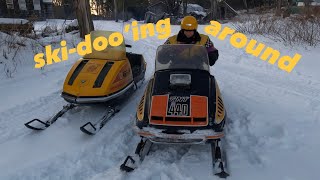 Vintage Snowmobile Riding  1975 SkiDoo TNT 440 [upl. by Hike]